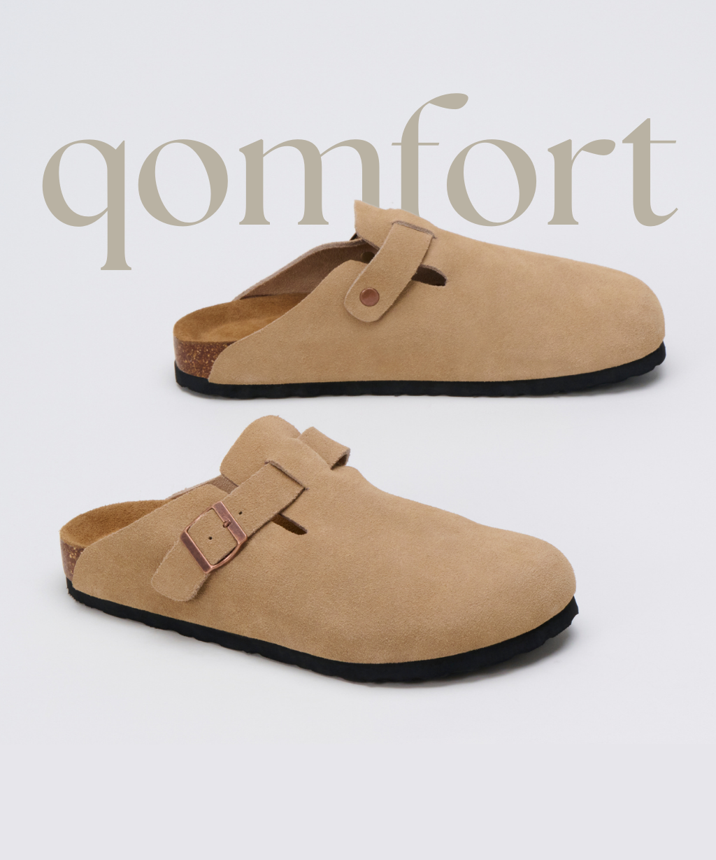 The Premium Suede Clog in Camel, pair