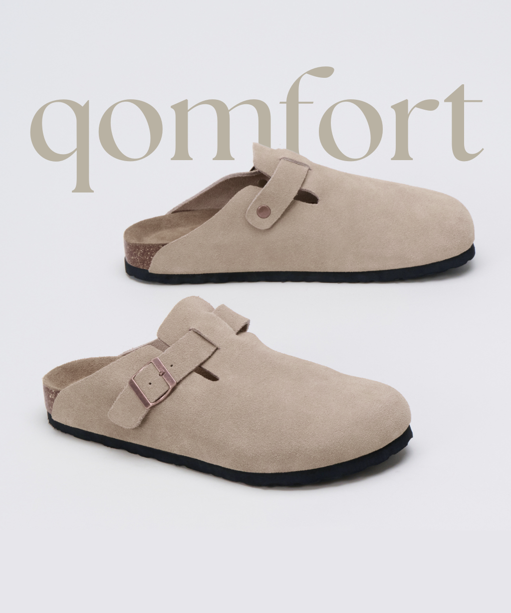 The Premium Suede Clog in Slate, pair