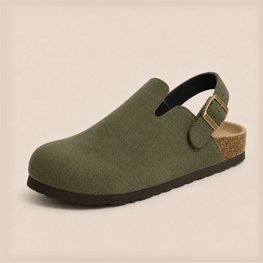 The Backstrap Suede Clog in Army Green