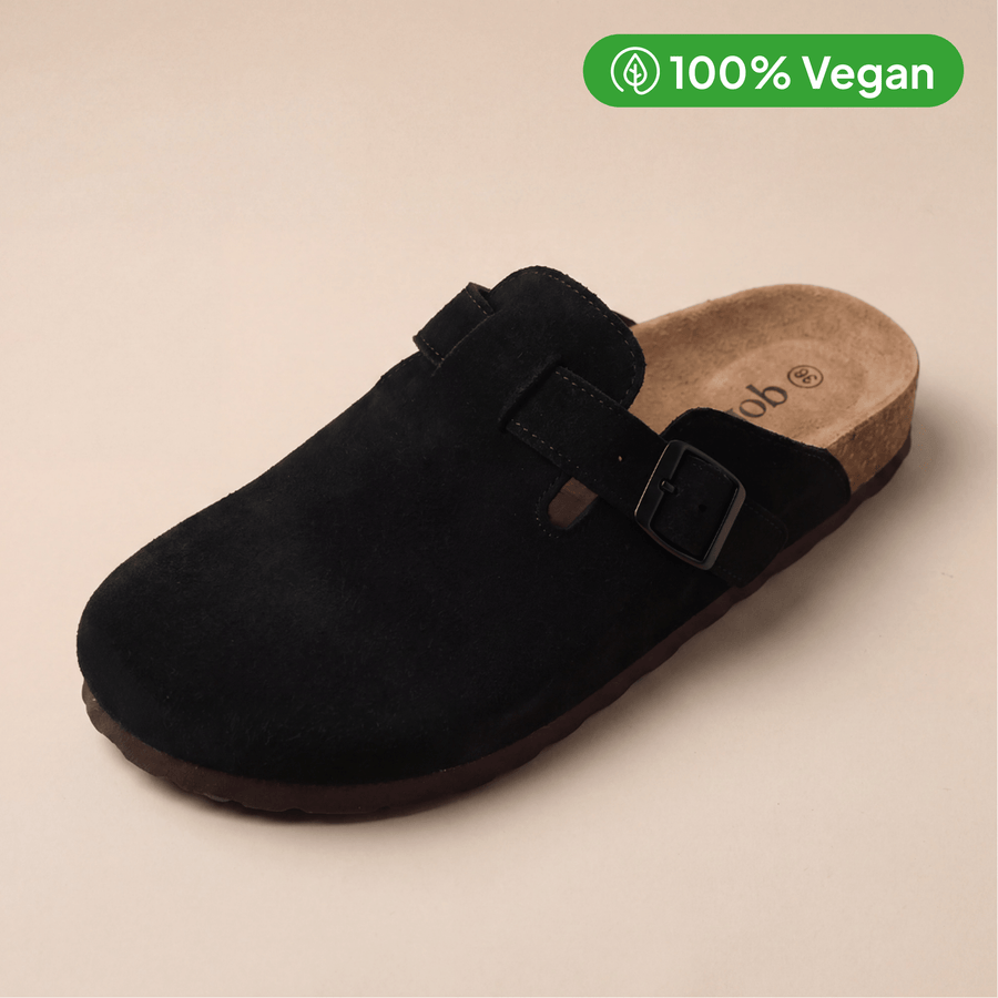 The Vegan Suede Clog in Black