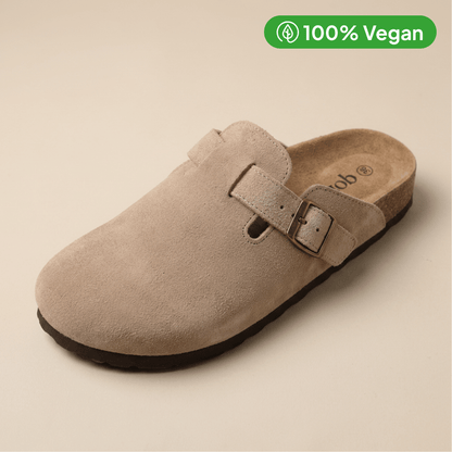 The Vegan Suede Clog in Tan