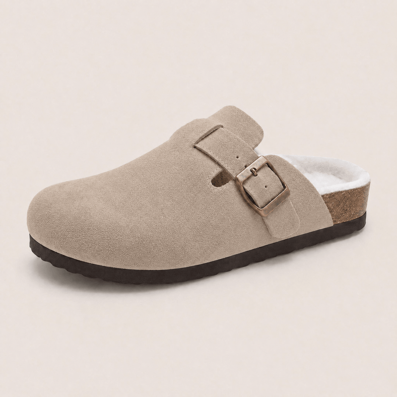 The Faux Fur-Lined Suede Clog