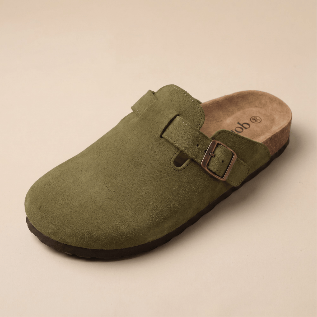 The Classic Suede Clog in Army Green