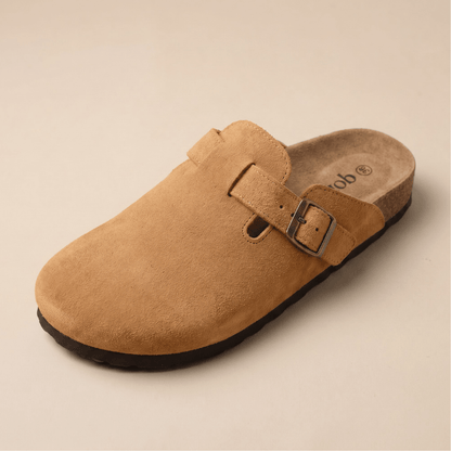 The Classic Suede Clog in Brown